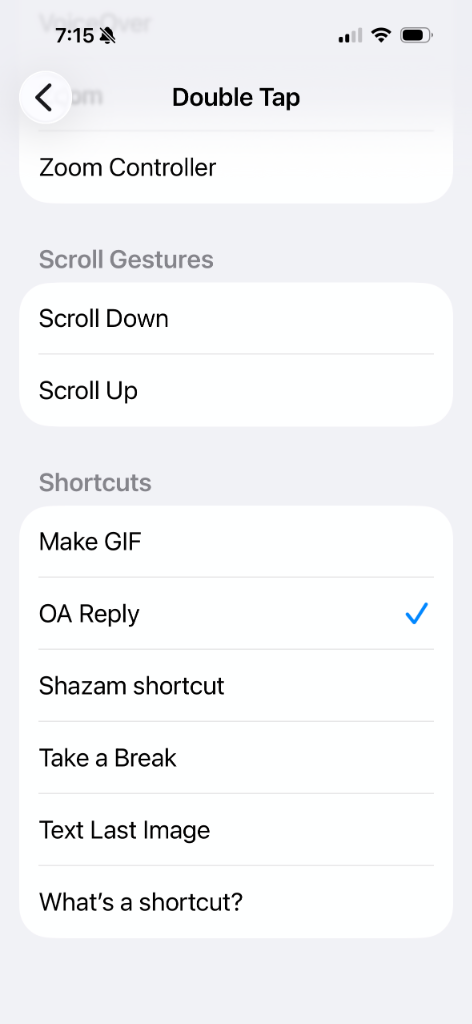 Step 5: Shortcut Selection